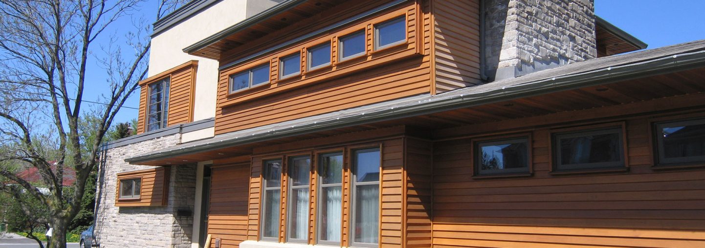 modern house with cedar siding